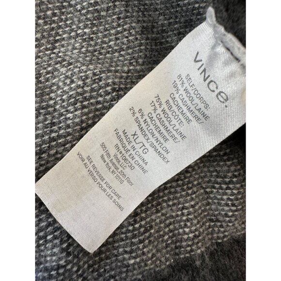 VINCE Grey Contrast Birdseye WOOL/CASHMERE Sweater Size XL - Picture 4 of 9